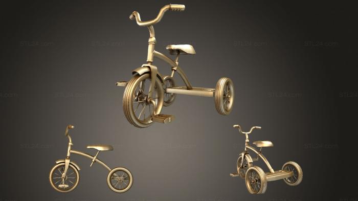 Автомобили и транспорт (Старый Трехколесный велосипед PBR, CARS_2868) 3D модель для ЧПУ станка